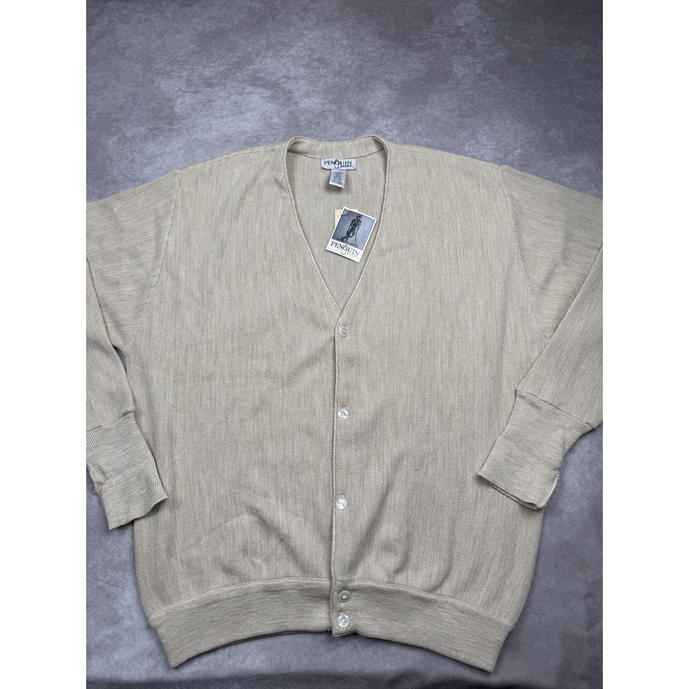 VTG Penguin Sport Sweater Mens XL Button‎ Front Cardi Knit NWT Classic Pullover